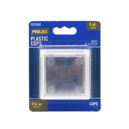 PROJEX Plastic Caster Cup Clear Square 1-7/8 in. W X 1-7/8 in. L , 4PK P0019